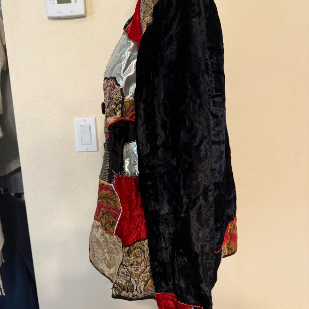 Vtg Allure Patchwork Blazer Jacket Black Multi Lo… - image 3